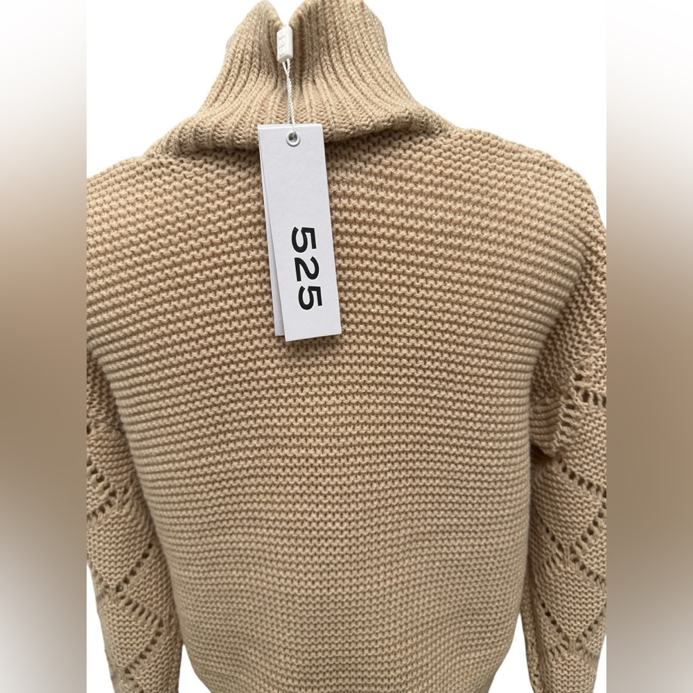 525 AMERICA Revolve Sweater Talia Mockneck Midweight Oat Women Size XS NWT - Picture 9 of 13